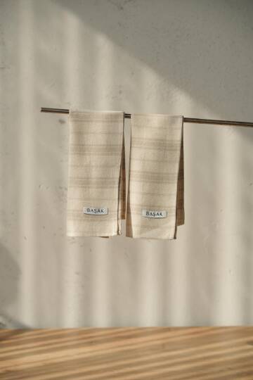 2 ADET Kahve Çizgili Mutfak Havlusu 45x55 - 4