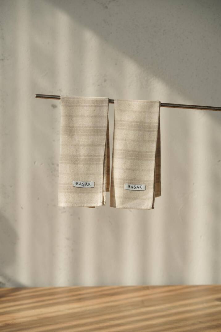 2 ADET Kahve Çizgili Mutfak Havlusu 45x55 - 4