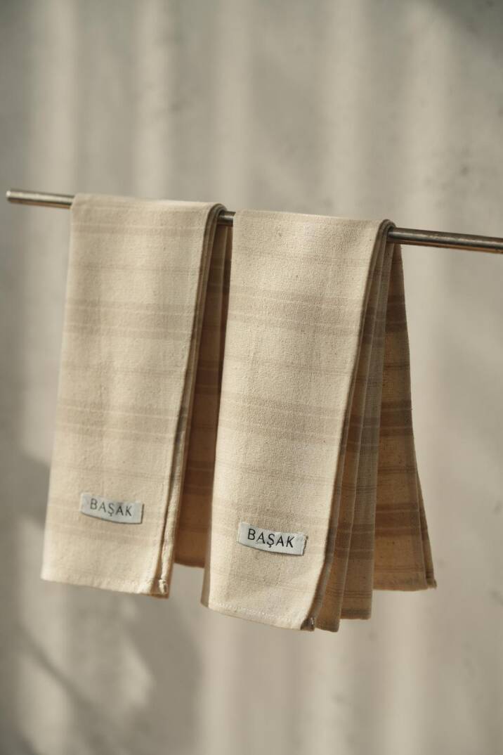 2 ADET Kahve Çizgili Mutfak Havlusu 45x55 - 1