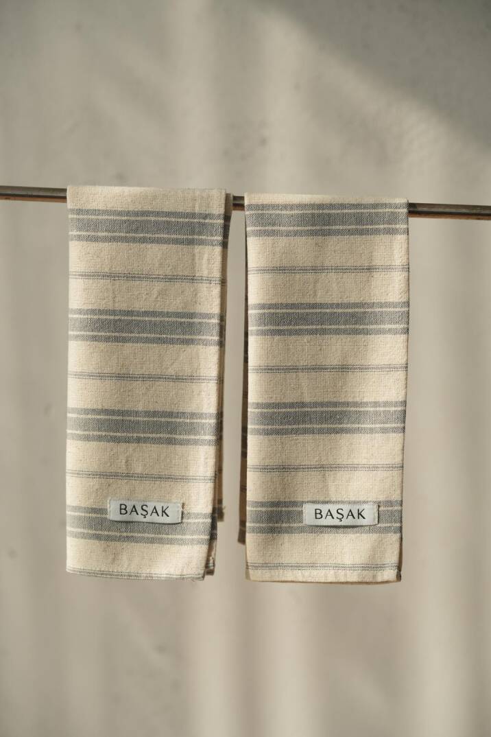 2 ADET Mavi Çizgili Mutfak Havlusu 45x55 - 1