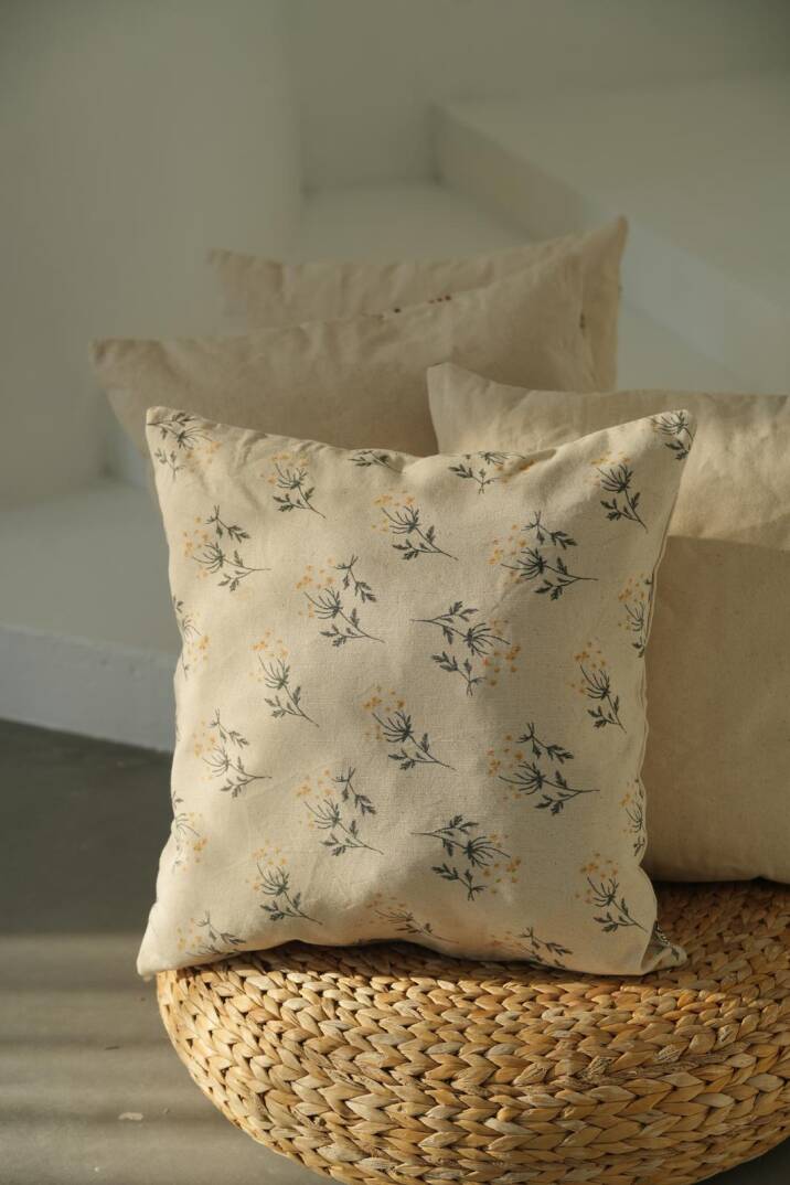 Dal Desen Kanvas Pamuk 45x45 Kırlent Kılıfı - 3