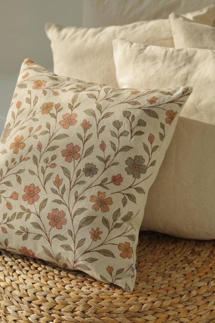 Kır Çiçeği Kanvas Pamuk 45x45 Kırlent Kılıfı - 4